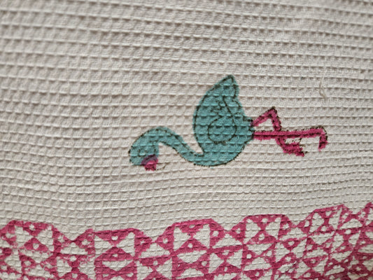 Kids Waffle Cotton Towel - Tropical Flamingo