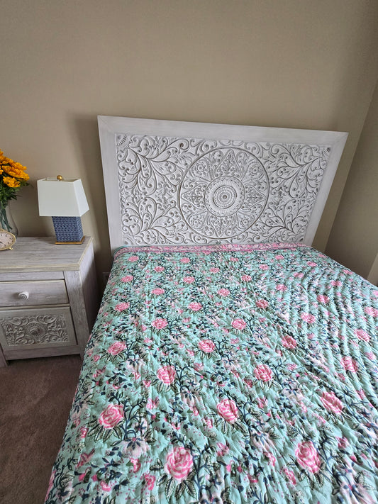 Rosewood Bloom Reversible Quilt - Queen Size