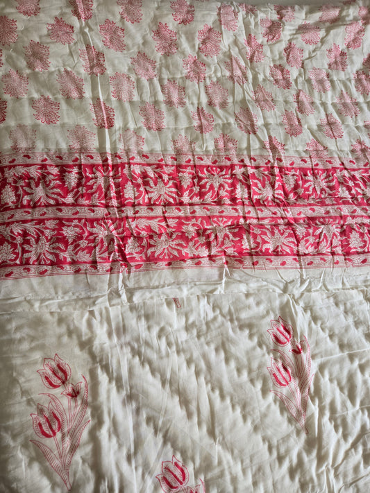 Blush Tulip Reversible Quilt - Queen Size