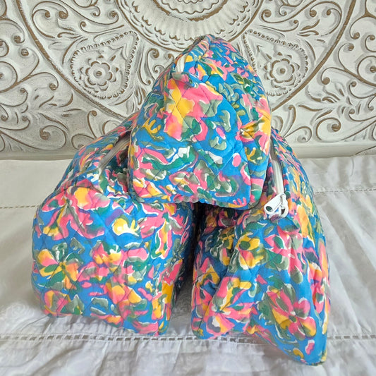 Meadow Mirage Quilted Cotton Pouch Set