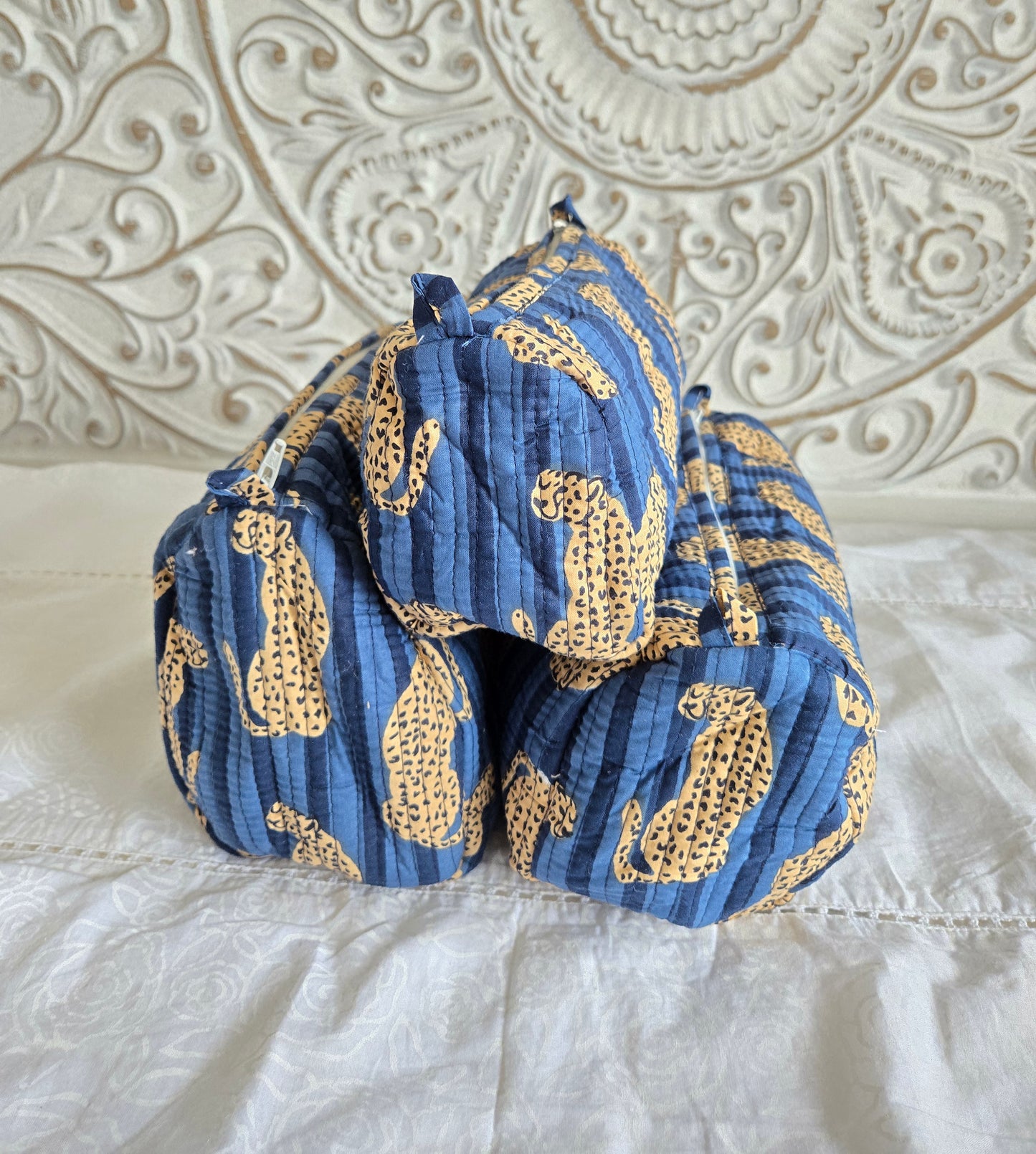 Cheetah Chase Quilted Pouch Set