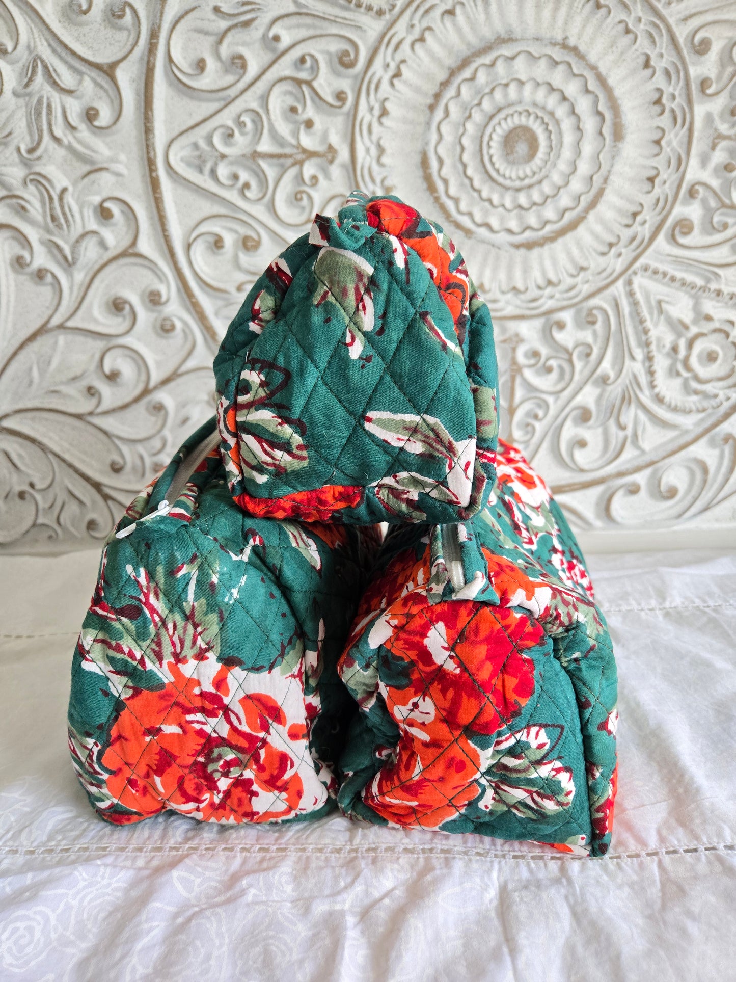 Scarlet Forest Quilted Pouch Set