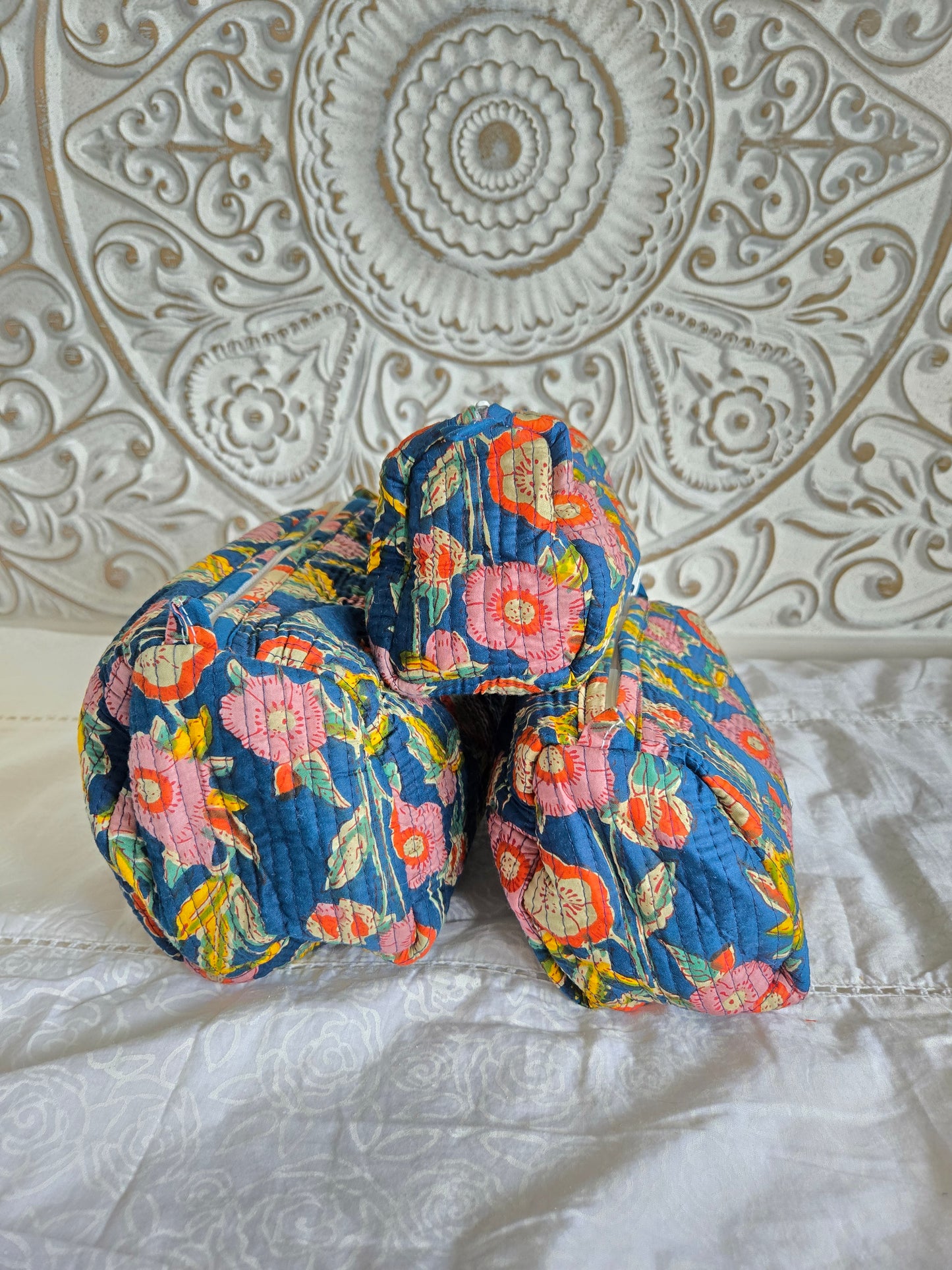 Twilight Bloom Quilted Pouch