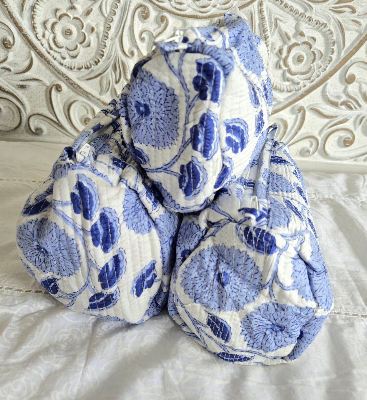 Bluebell Breeze Quilted Pouch Set