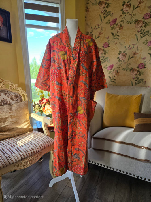 Tangerine Orchard – Cotton Waffle Robe