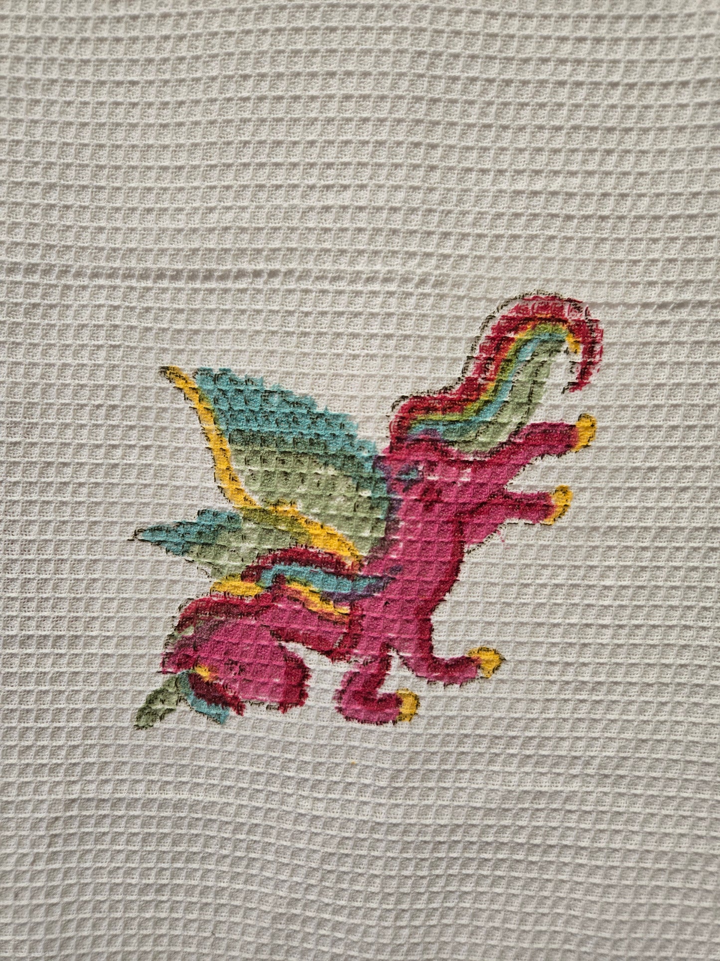 Kids Waffle Cotton Towel - Rainbow Winged Unicorn