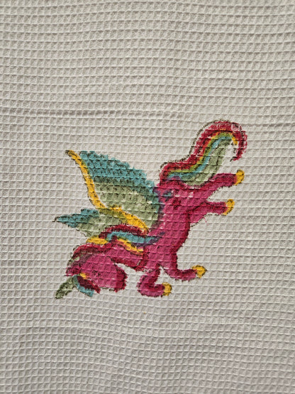 Kids Waffle Cotton Towel - Rainbow Winged Unicorn