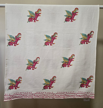 Kids Waffle Cotton Towel - Rainbow Winged Unicorn