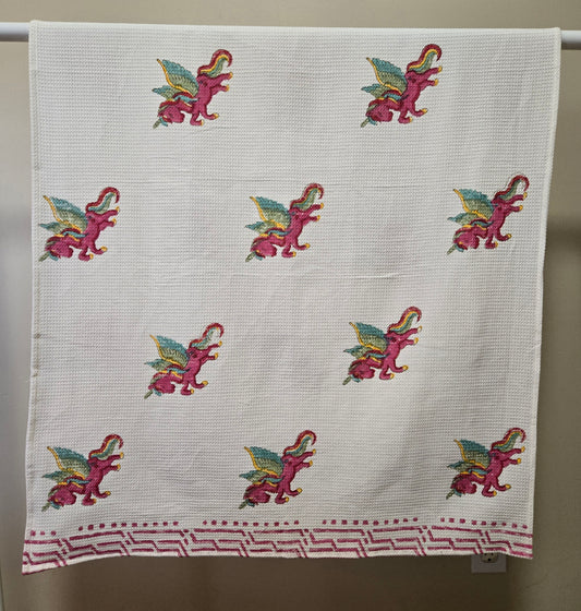 Kids Waffle Cotton Towel - Rainbow Winged Unicorn