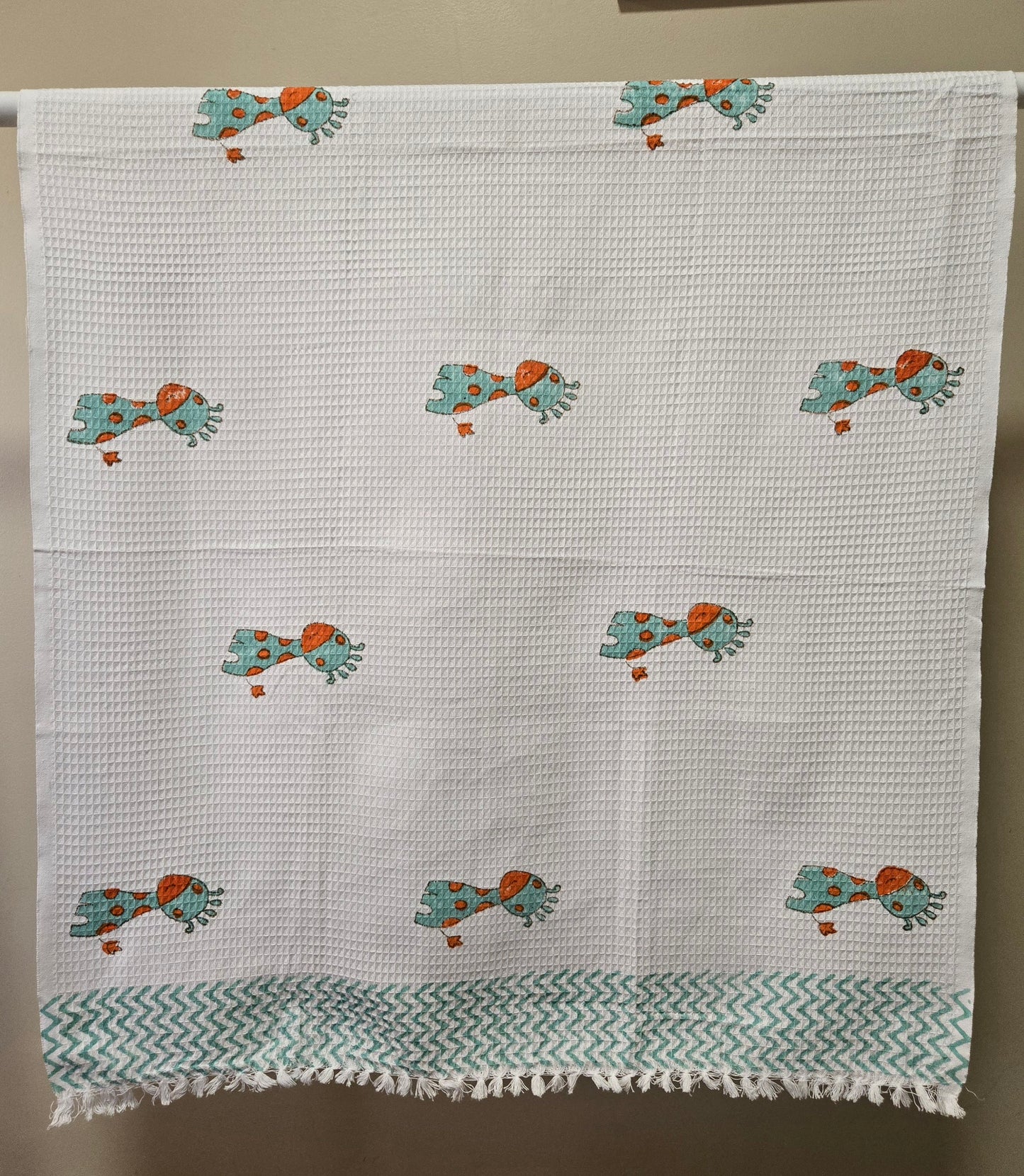 Kids Waffle Cotton Towel - Polka Dot Giraffe