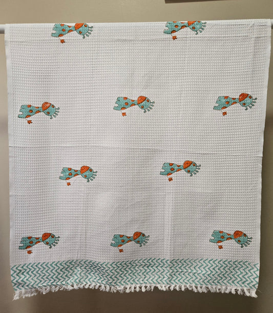 Kids Waffle Cotton Towel - Polka Dot Giraffe