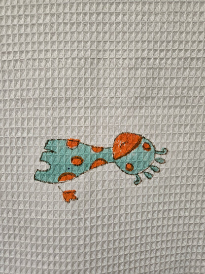 Kids Waffle Cotton Towel - Polka Dot Giraffe