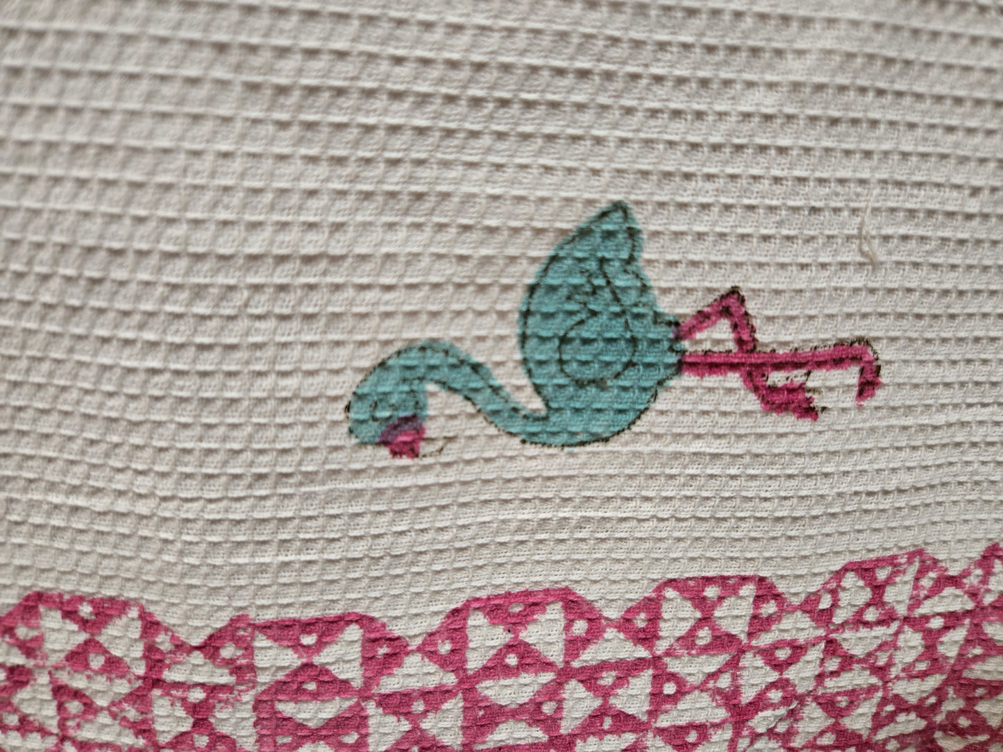 Kids Waffle Cotton Towel - Tropical Flamingo