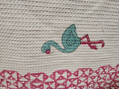 Kids Waffle Cotton Towel - Tropical Flamingo
