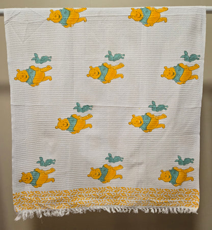 Kids Waffle Cotton Towel - Pooh & Piglet