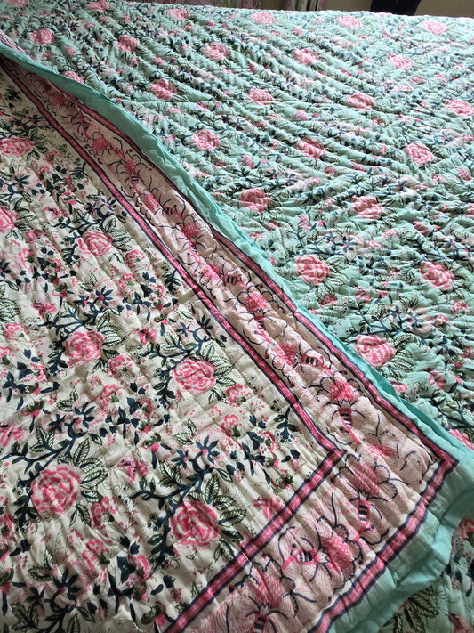 Rosewood Bloom Reversible Quilt - Queen Size