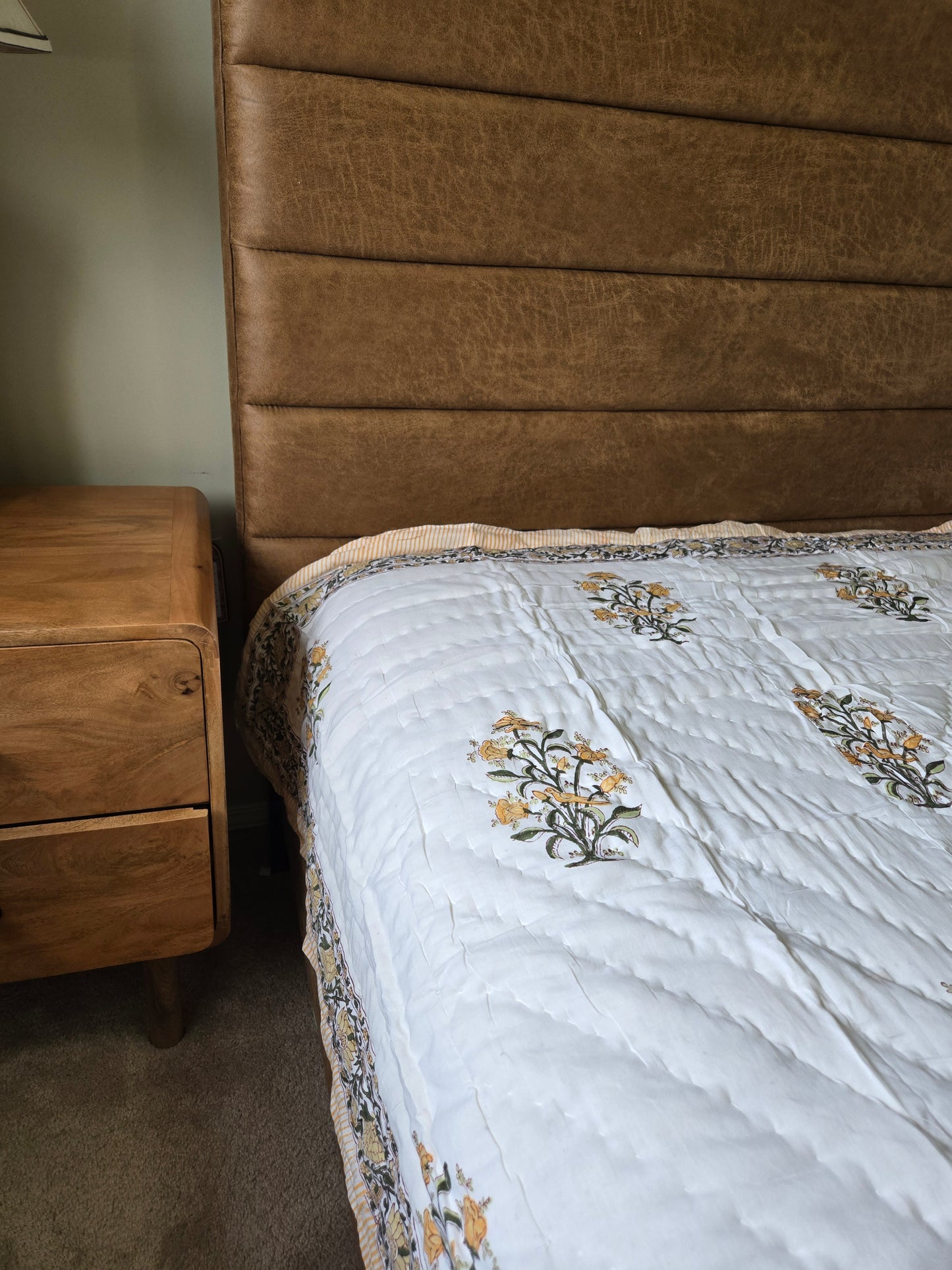 Saffron Bloom Reversible Quilt - Twin Size