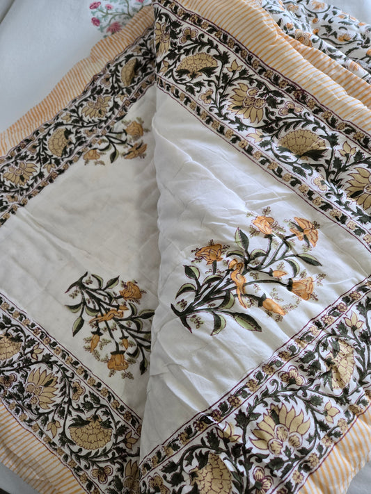 Saffron Bloom Reversible Quilt - Twin Size