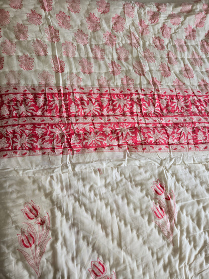 Blush Tulip Reversible Quilt - Queen Size