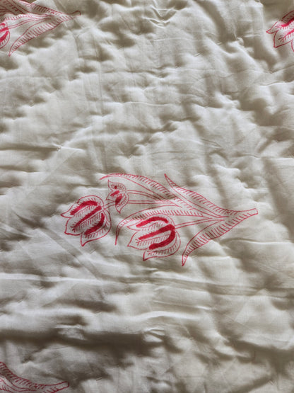 Blush Tulip Reversible Quilt - Queen Size