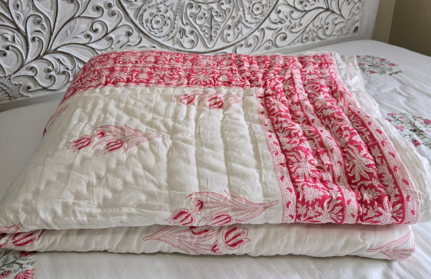 Blush Tulip Reversible Quilt - Queen Size
