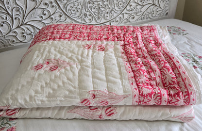 Blush Tulip Reversible Quilt - Queen Size