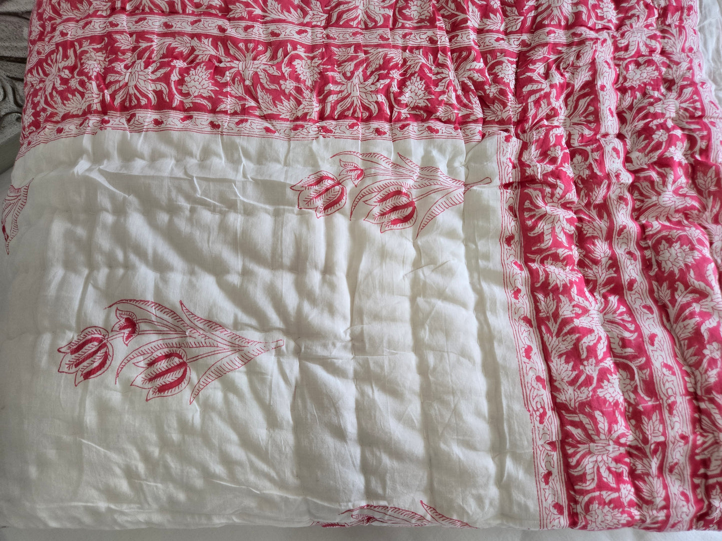 Blush Tulip Reversible Quilt - Queen Size