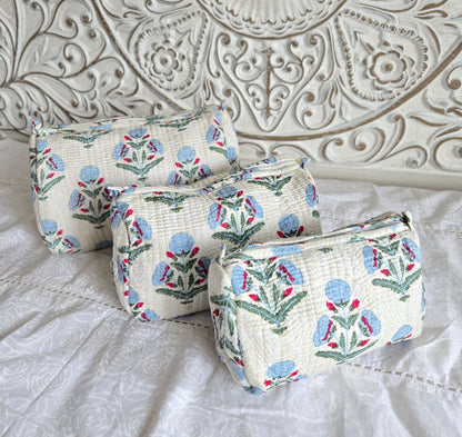 Frosted Bloom Quilted Pouch Set