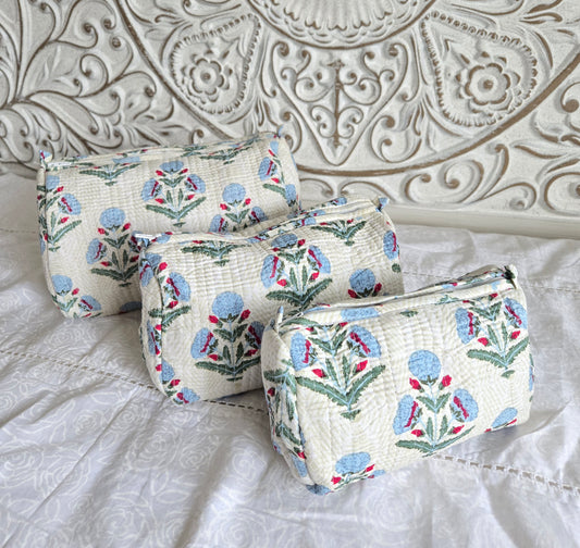Frosted Bloom Quilted Pouch Set