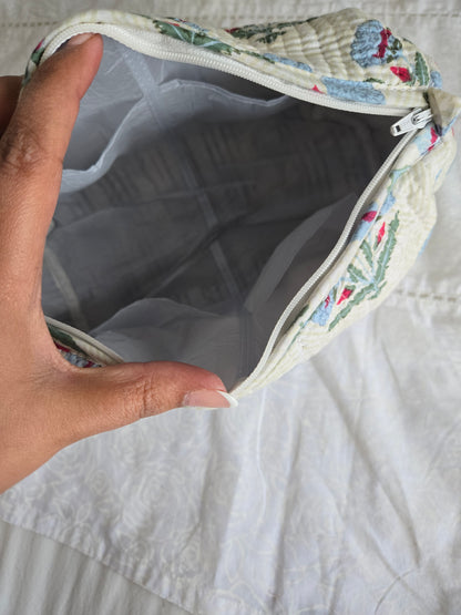 Rosé Bloom Quilted Pouch Set