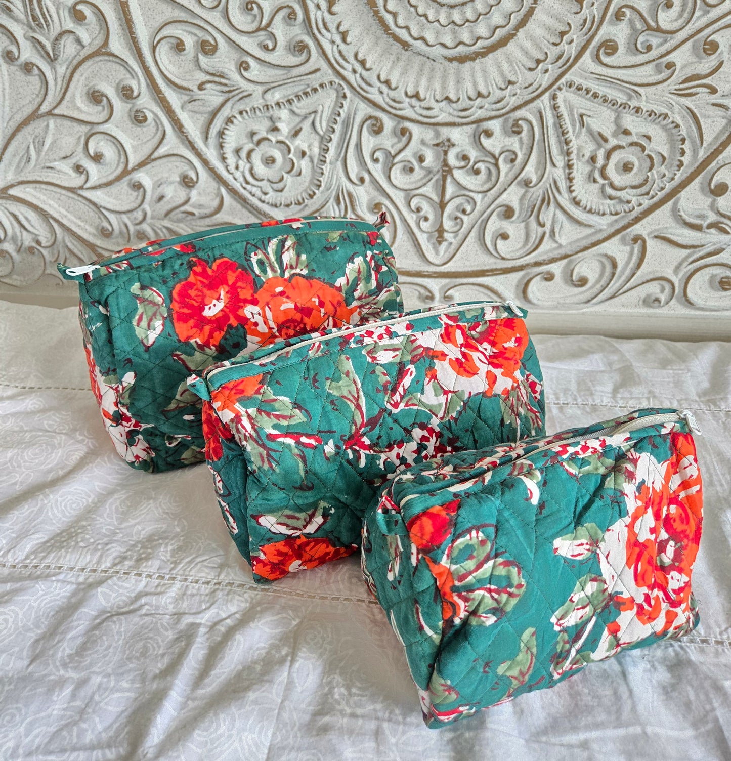 Scarlet Forest Quilted Pouch Set