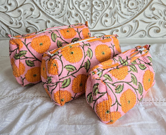 Sunburst Garden Quilted Pouch Set