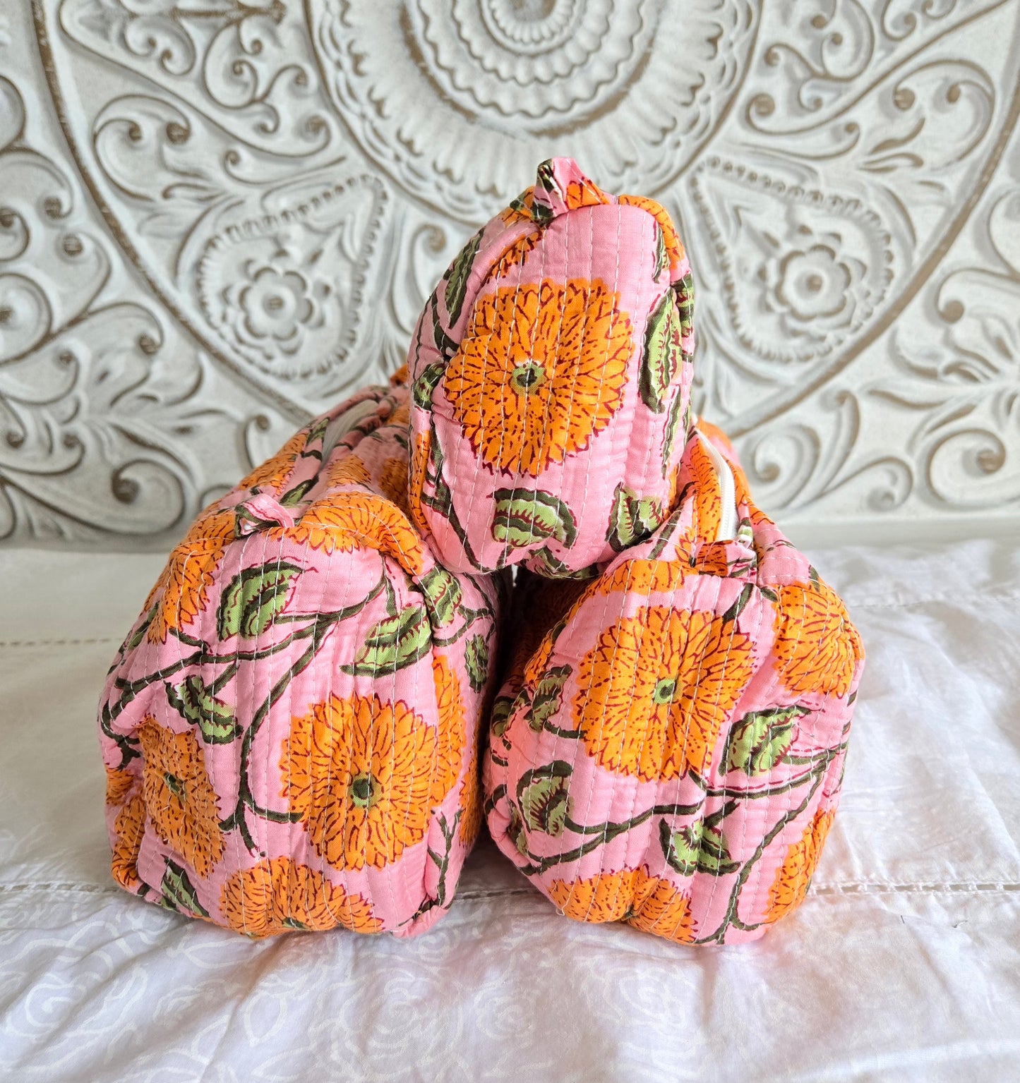 Sunburst Garden Quilted Pouch Set