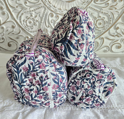 Midnight Vine Quilted Pouch Set