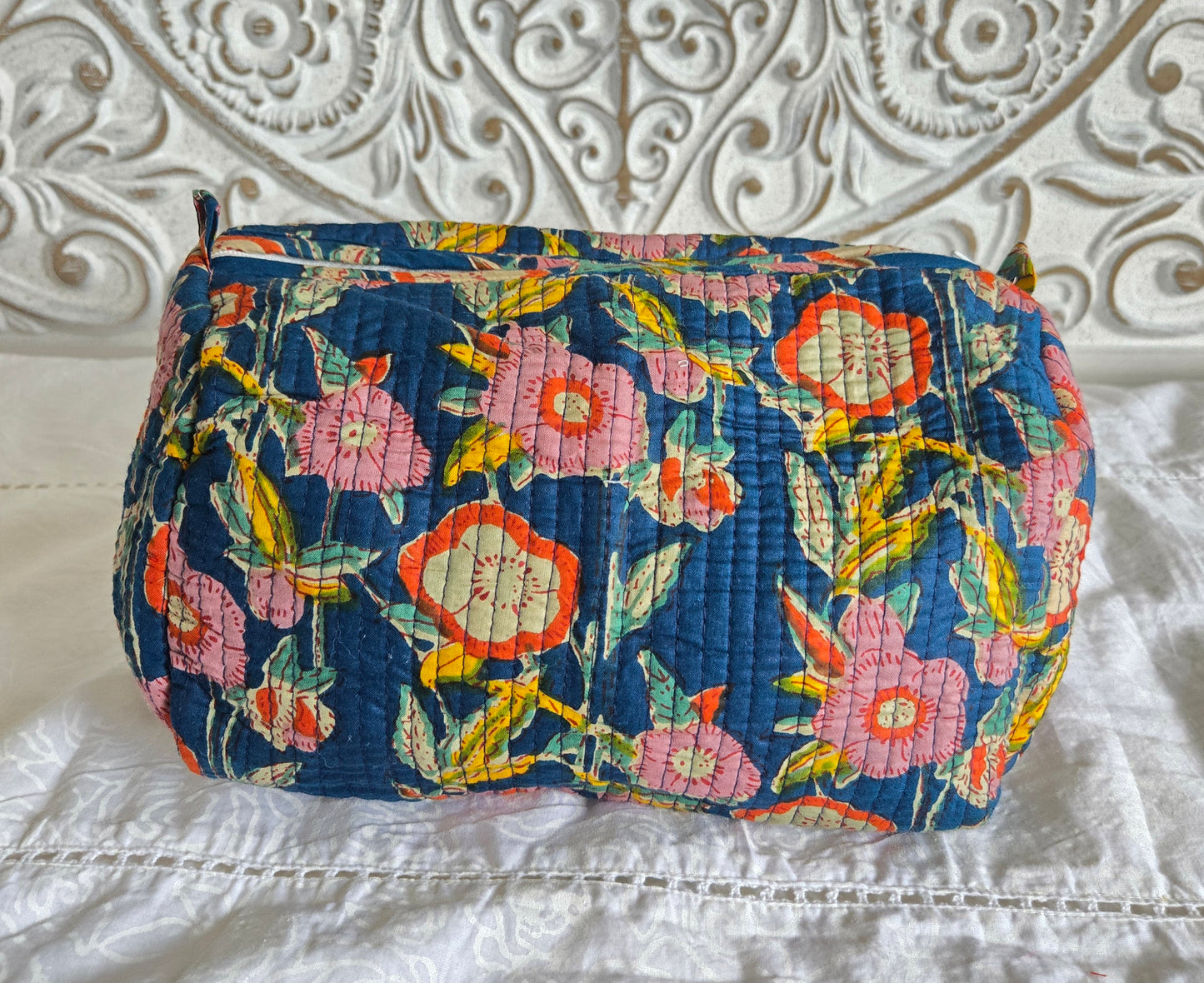 Twilight Bloom Quilted Pouch