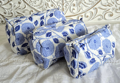 Bluebell Breeze Quilted Pouch Set