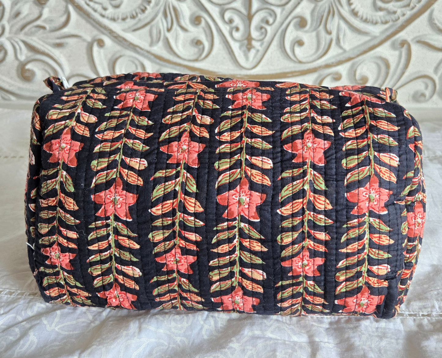 Midnight Bloom Quilted Pouch Set