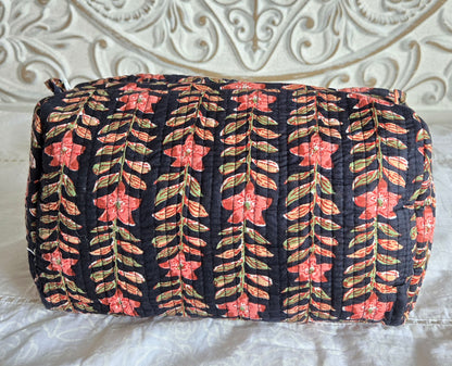 Midnight Bloom Quilted Pouch Set