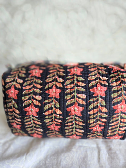 Midnight Bloom Quilted Pouch Set