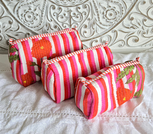 Carnival Bloom Quilted Pouch Set