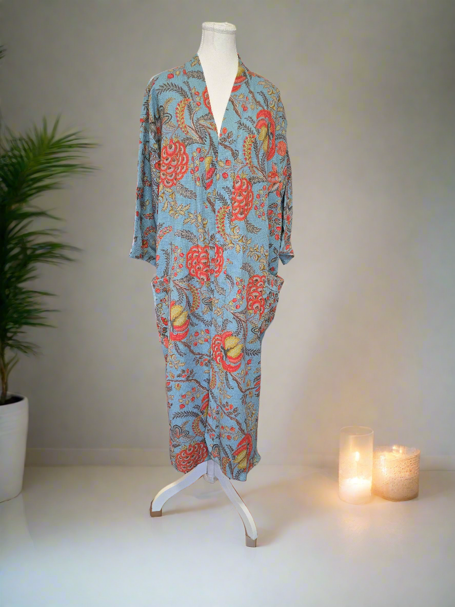 Sky Garden- Cotton Waffle Robe