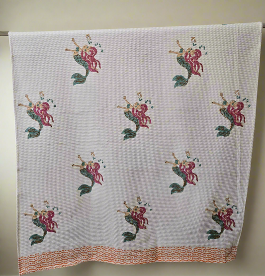 Kids Waffle Cotton Towel - Undersea Magic Mermaid