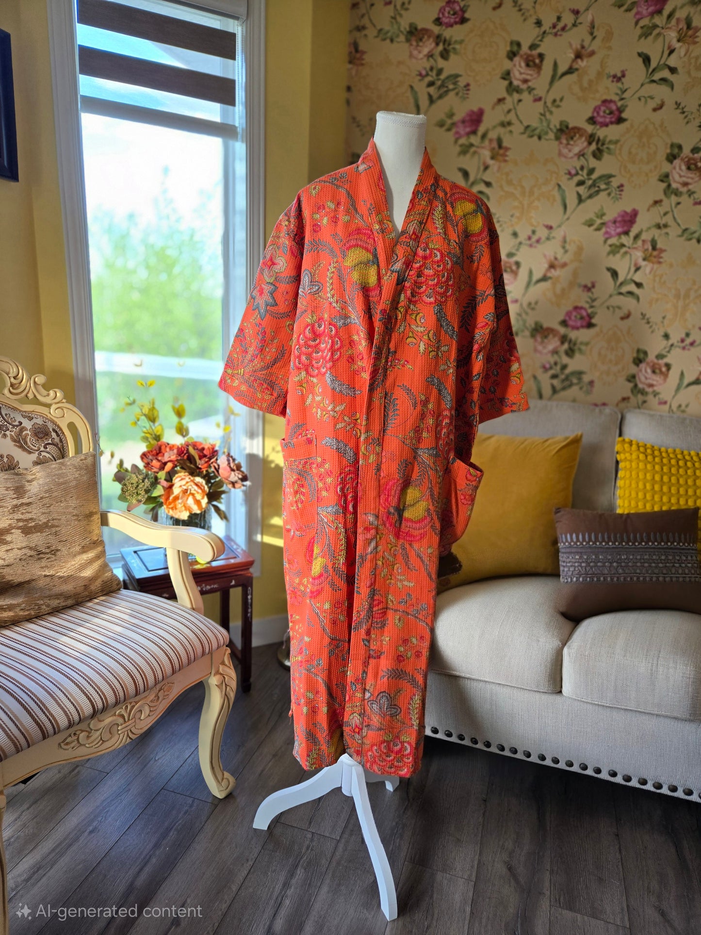 Tangerine Orchard – Cotton Waffle Robe