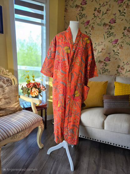 Tangerine Orchard – Cotton Waffle Robe