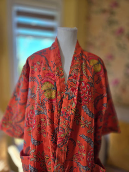 Tangerine Orchard – Cotton Waffle Robe